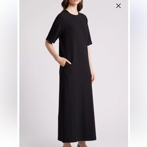 Nordstrom Black Short Sleeve Twill Maxi Dress NEW| M